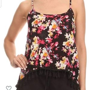 Cute colored print  Spaghetti strap with tassel